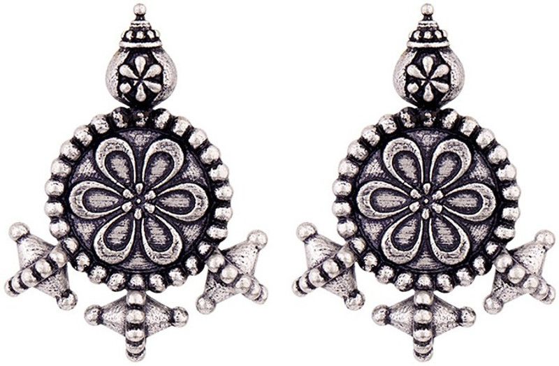 Nayantara Flower Motif Embossed Earrings Brass Stud Earring