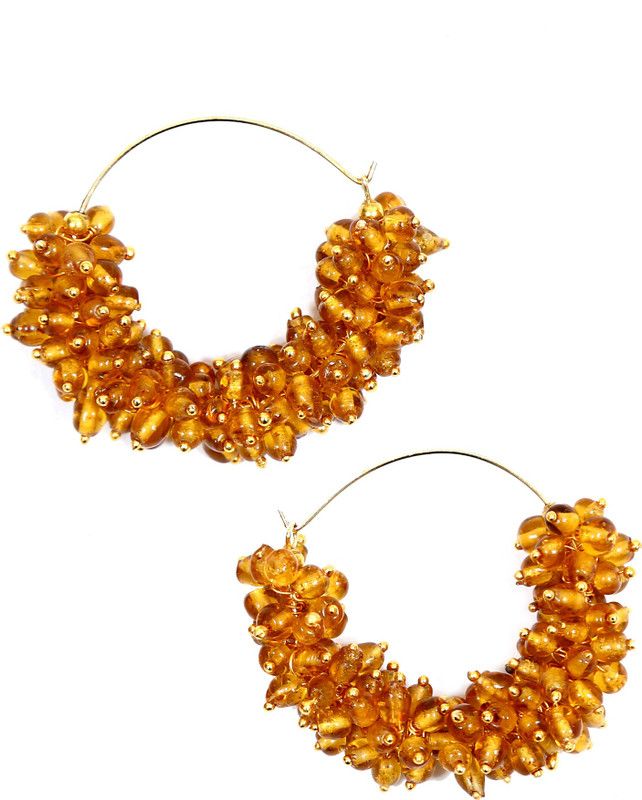 Brown Polki Hoops Earrings Alloy Hoop Earring