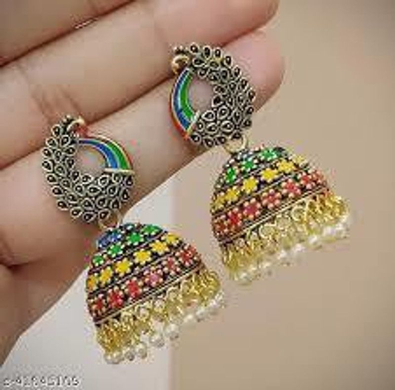 big fancy earrings for women wedding big jhumka earrings for party jhumki Pearl Alloy Jhumki Earring