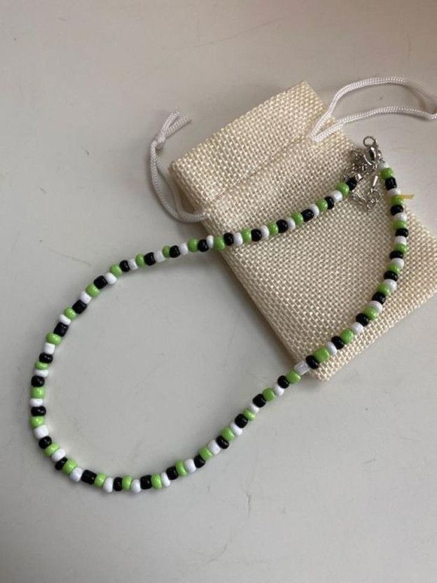 GREEN,WHITE ,BLACK Beads, Pearl Glass Choker