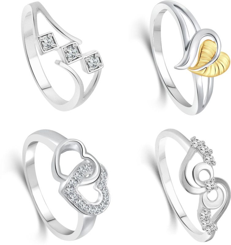 1118-1054-1232-1050FRR- Regular Fit mix Size Combo Ring Set Alloy, Brass Crystal, Cubic Zirconia Platinum Plated Ring