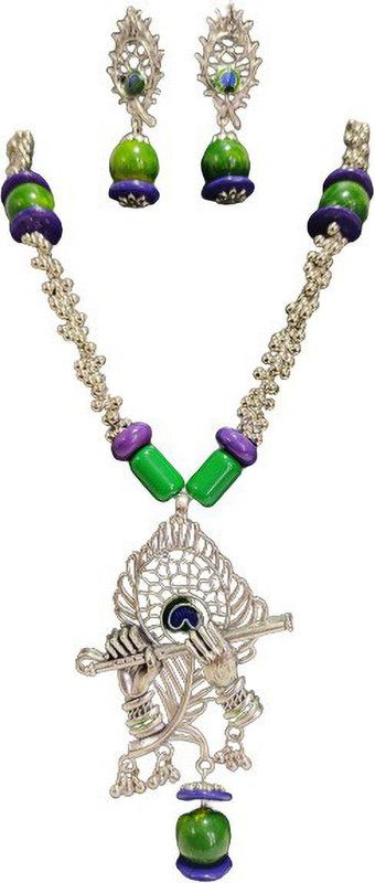 Resin Green, Silver, Purple Jewel Set  (Pack of 1)