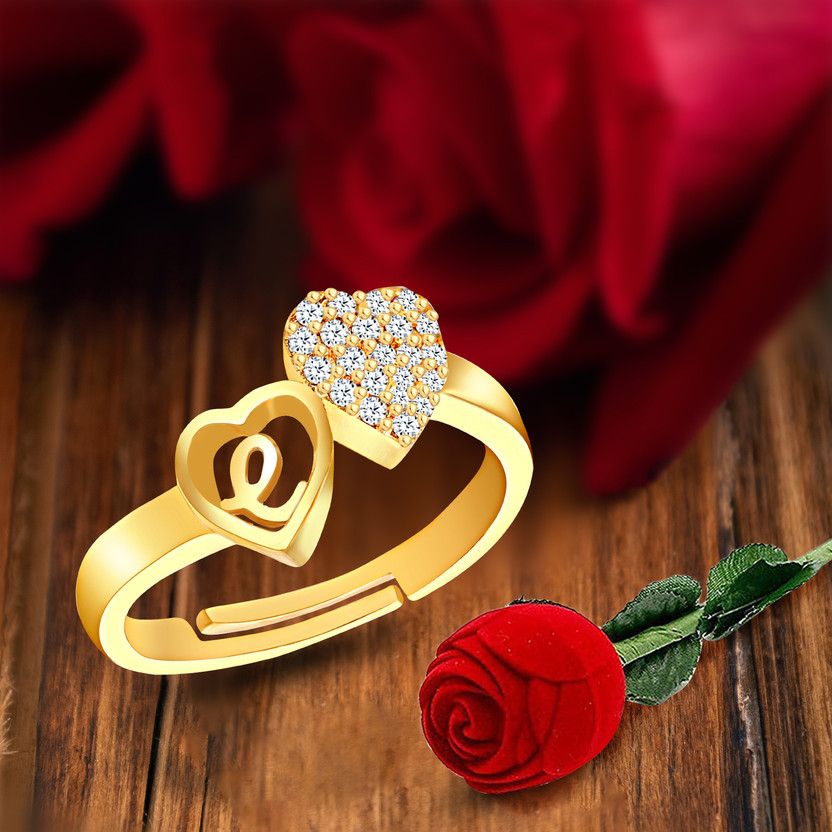 Rings for girls e alphabet valentine propose proposal lovers wedding anniversary Brass, Copper, Crystal, Stone, Alloy, Metal Cubic Zirconia, Diamond, Zircon, Crystal Platinum, Rhodium, Gold Plated Ring Set