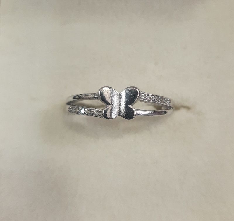 Butterfly ladies ring Sterling Silver Zircon Rhodium Plated Knuckle Ring
