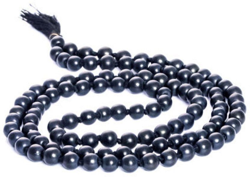 Black Hakik Mala Natural Agate Beads Certified Astrological and Fashionable for Unisex Agate Stone Chain
