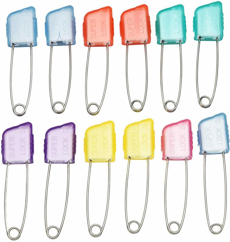 NAVMAV Safety Pins for Saree Hijab Safety Locking Baby Cloth Diaper Nappy Pins Brooch  (Multicolor)