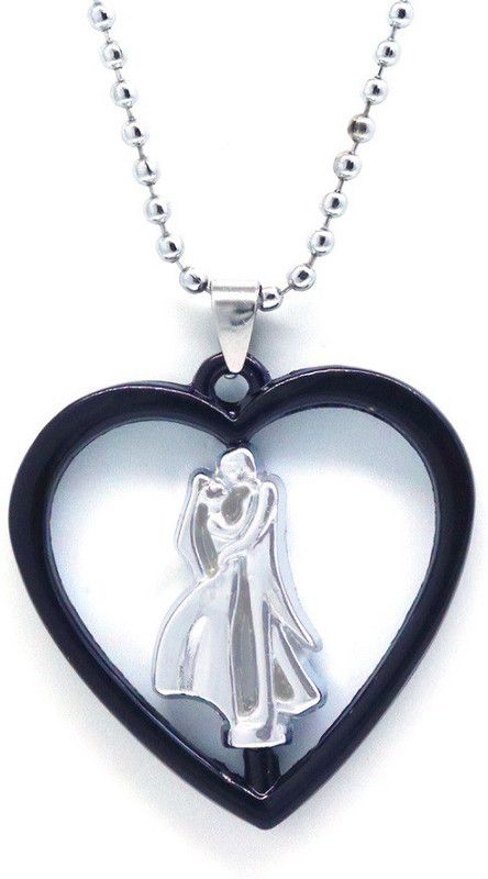 Latest Design Rotational Couple Heart Engraved Dual Black& Silver Pendant Locket Rhodium Stainless Steel Locket