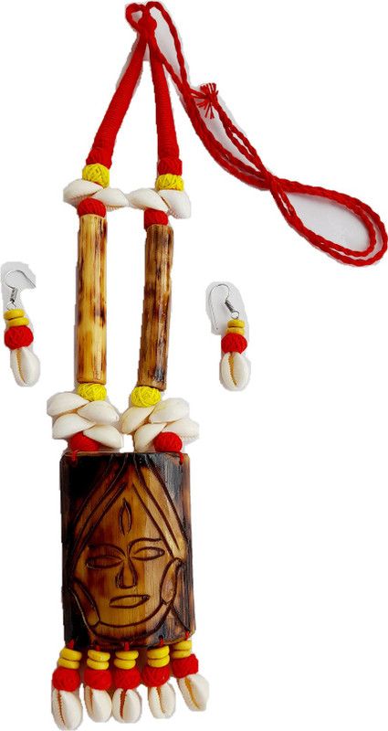 Shell, Wood, Dori Red, Yellow, White Jewel Set  (Pack of 1)