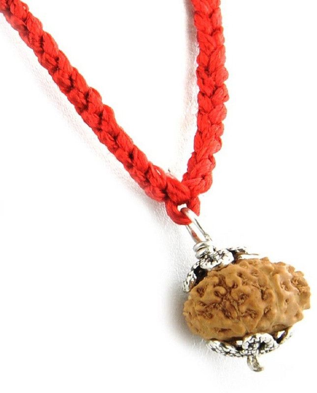 Thirteen Mukhi Java Rudraksh Pendant Sterling Silver Beads Wood Pendant