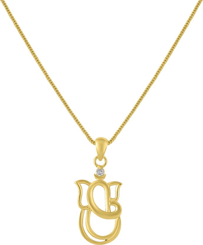 GANASH JI PENDENT Gold-plated Cubic Zirconia Brass Pendant