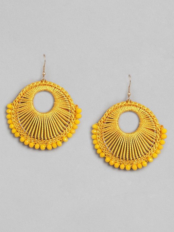 Gold-Plated Drop Earrings Beads Fabric Drops & Danglers