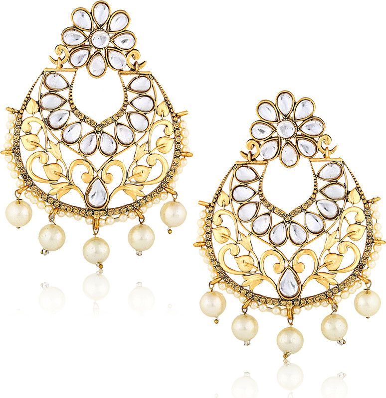 Traditional Pearl Wedding Jewellery Gold Bridal Jhumki Cubic Zirconia, Pearl Copper, Brass Earring Set, Jhumki Earring
