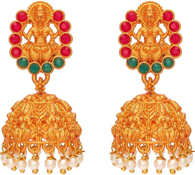 Traditional South Indian Style Temple Jhumka Brass, Copper, Alloy Jhumki Earring