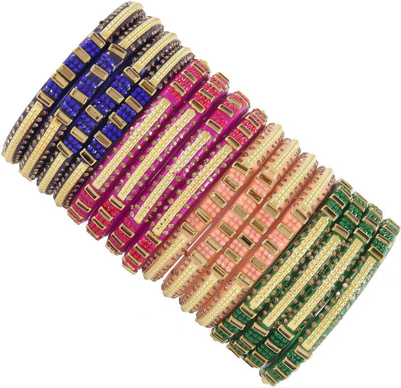 Glass Zircon Bangle Set  (Pack of 16)
