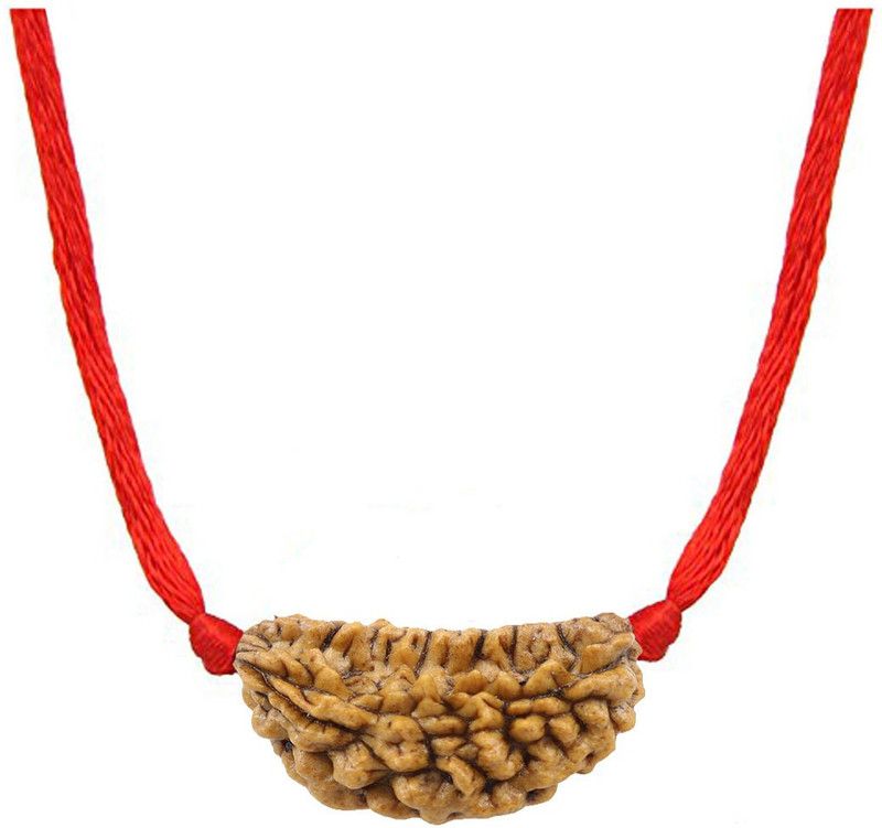 Original Certified One Mukhi 1 Face Shiv Rudraksha Half Moon Shape Nepali Beads Simple Pendant with Red Thread for Astrology Jewellery For Men Women Silk Dori Pendant