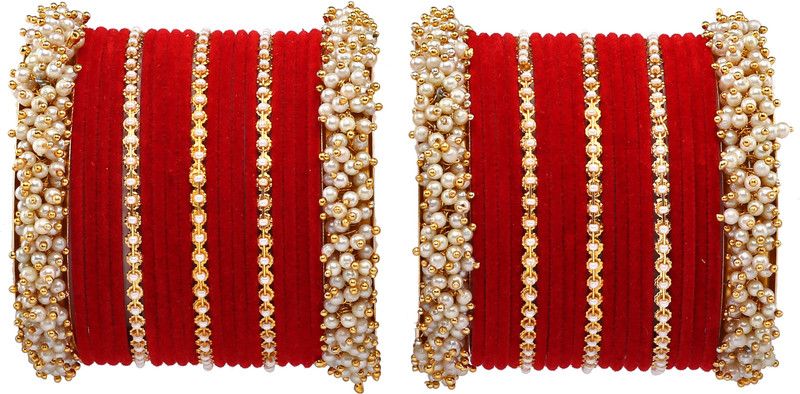 Metal Pearl, Beads Gold-plated Bangle Set  (Pack of 42)
