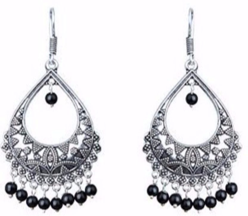 Oxidised German Silver Pearl Alloy Drops & Danglers