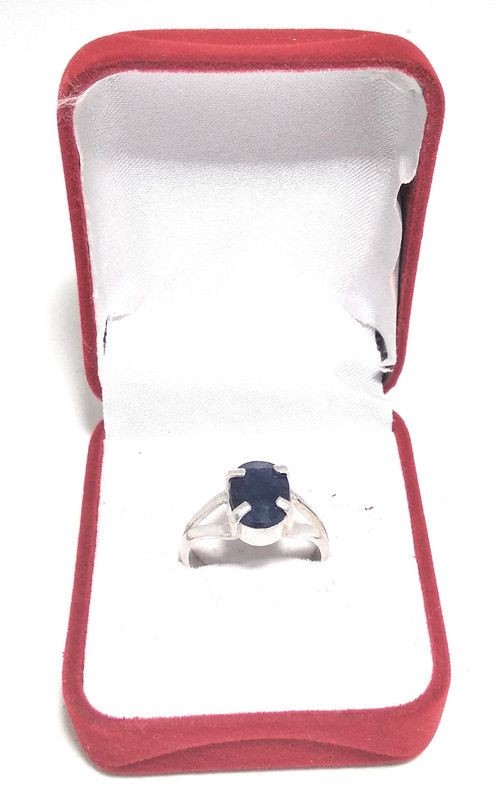 Blue Sapphire (Adjustable) Ring in Silver for Remove Negative Energy and Increase Health,Wealth and Prosperity Silver Sapphire Ring