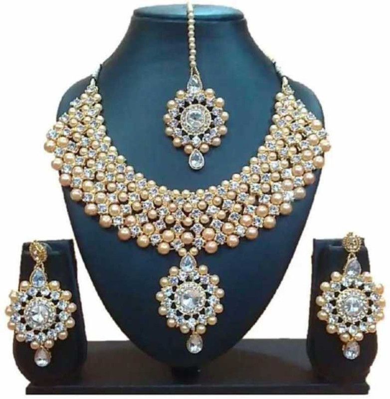 Mother of Pearl, Alloy Jewel Set  (Beige, White)