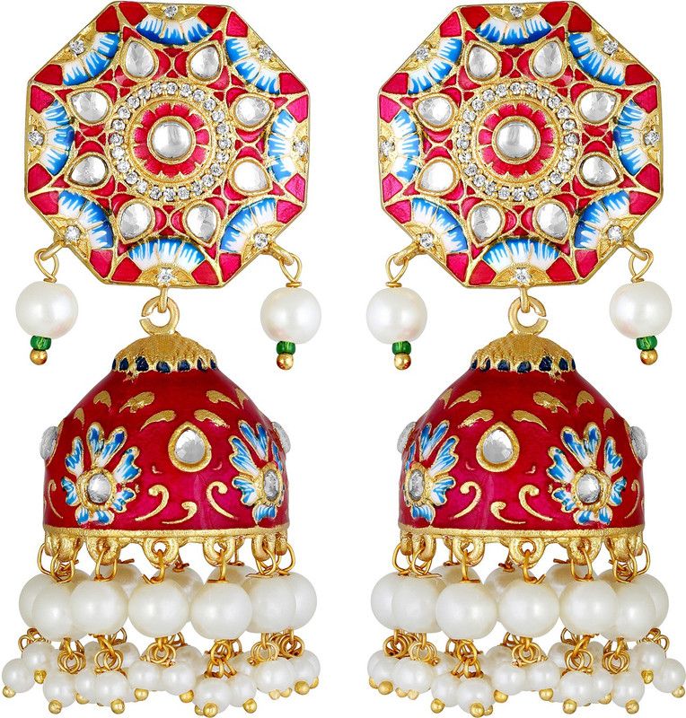 Pink Jhumki Earring Brass Jhumki Earring
