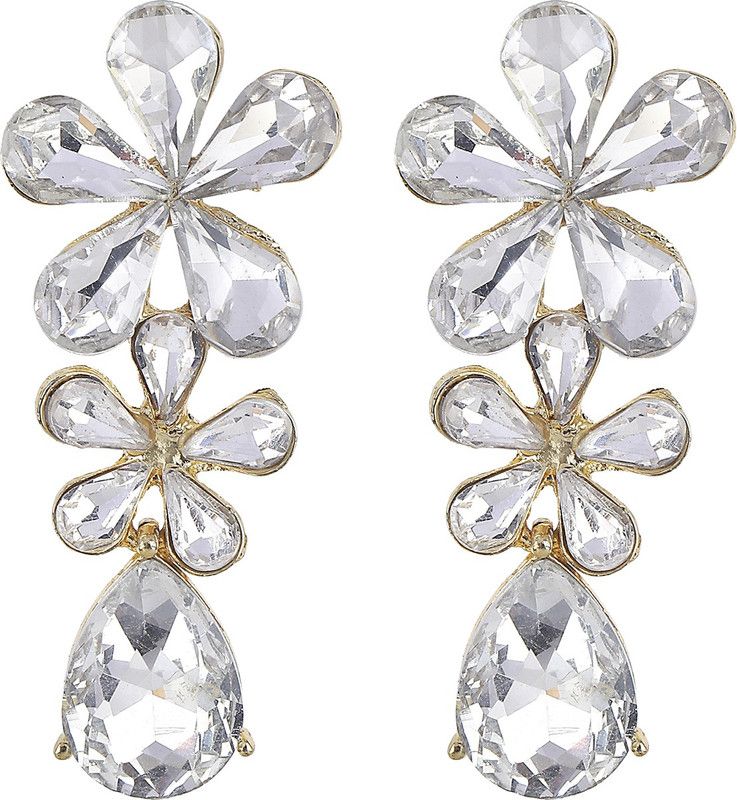 Multicrystals Dangler Earrings for Girls Alloy Material Made in India Earrings for Women's Fashion Jewellery for Party Alloy Drops & Danglers