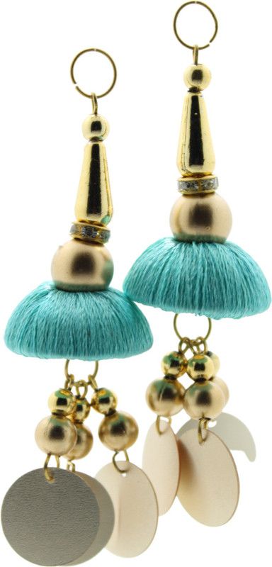 Fashionhaat Trendy & Ethnic Women's Light Ferozee color Thread Ethnic Work Dome shaped Hanging Latkan for Saree Blouse Dupatta Lehenga Set of 1 Pairs ( Light Ferozee ) Brooch  (Turquoise)