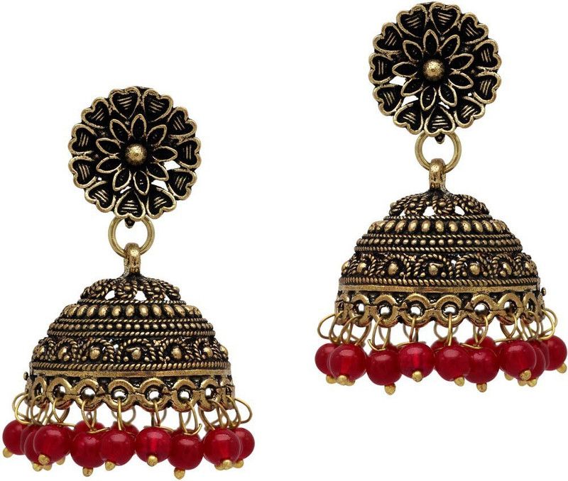 Maroon Color Brass Metal Gold Plated Earrings (GSE785MRN) Brass Jhumki Earring