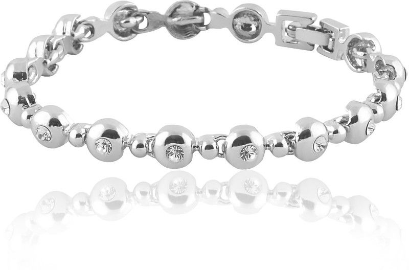 Brass, Alloy Crystal Rhodium Bracelet
