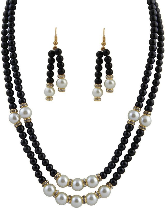 Mother of Pearl Gold, Black, White Jewel Set  (Pack of 1)
