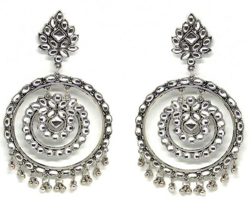 Oxidised Metal Tribal Heavy Kundan Earrings Alloy Jhumki Earring