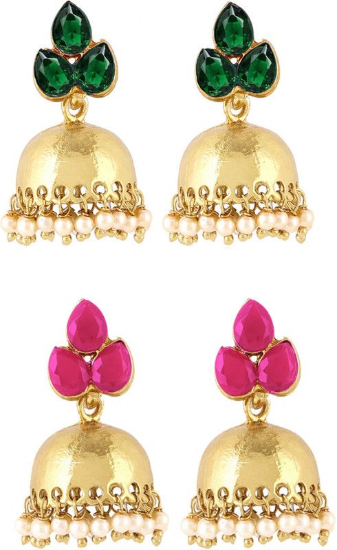 Earrings for Women & Girls | Traditional Gold Plated 2 Pairs Jhumka Earrings Metal Jhumki Earring