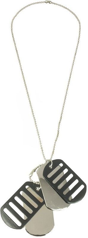 Unisex Metal Fancy & Stylish Solid Army Military Dog Tag Plain Blade Pendant Locket Necklace With Chain Religious Spiritual Jewellery Set Stainless Steel
