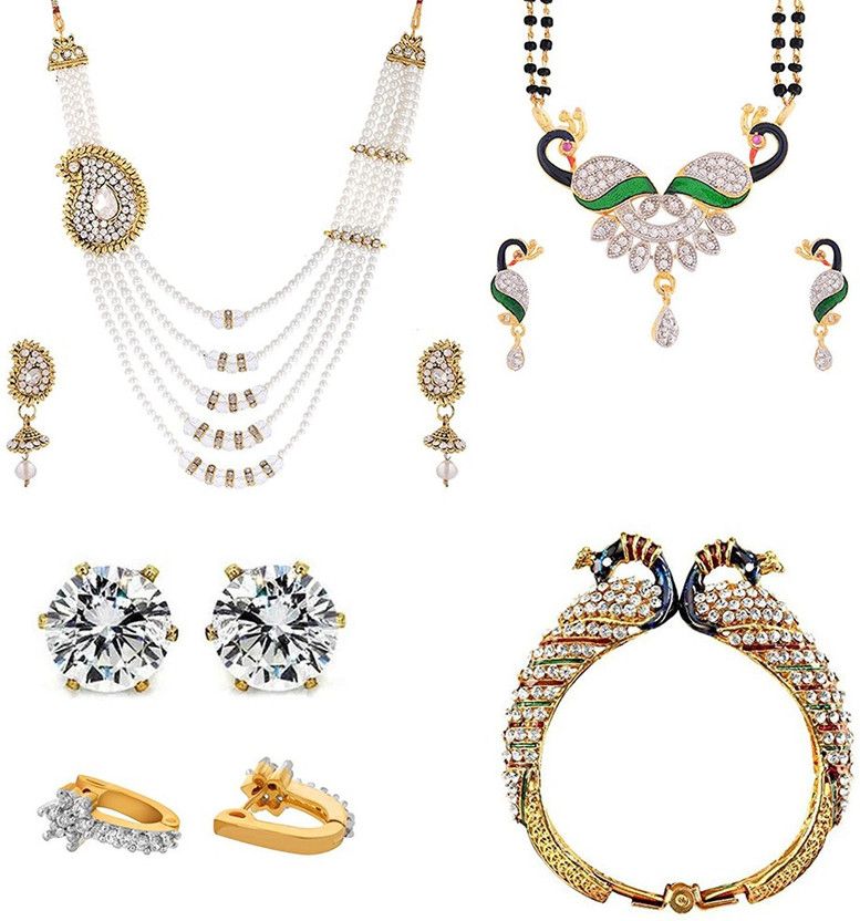 Alloy White Jewel Set  (Pack of 1)