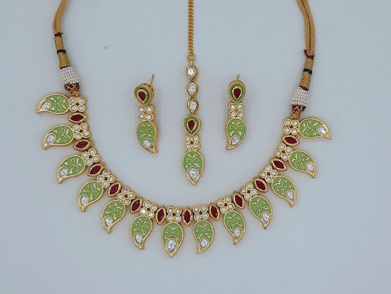 Brass Gold-plated Turquoise, Gold Jewel Set  (Pack of 1)