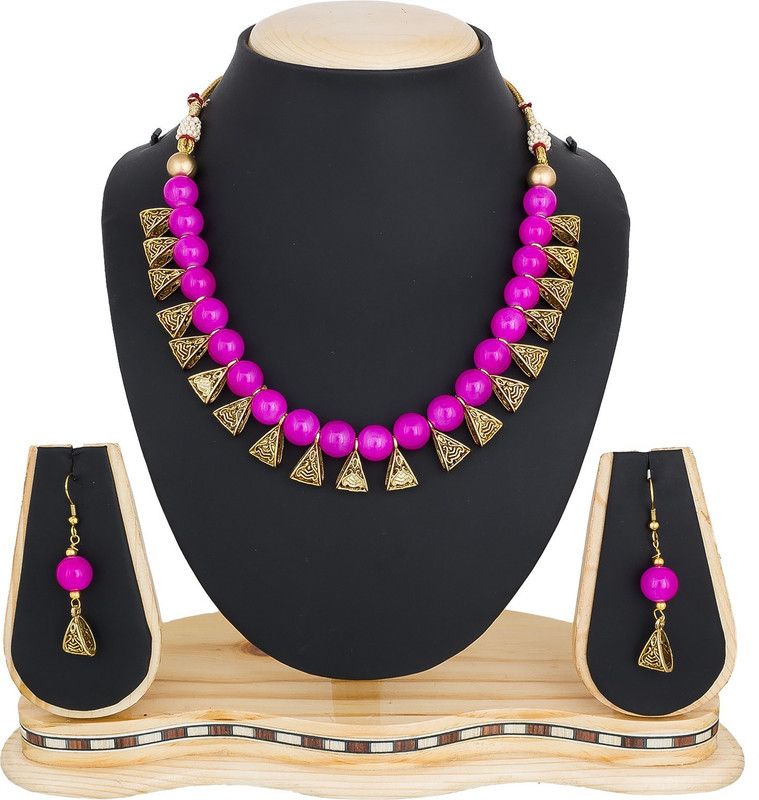 Glass, Alloy Gold-plated Purple, Gold Jewel Set  (Pack of 1)