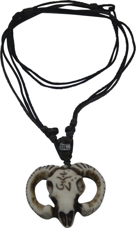 Tribal ? OM Engraved White Sheep Skull Pendant for Men & Boy Resin