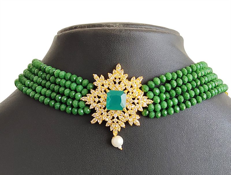 Stone, Dori, Alloy Gold-plated Green, Gold Jewel Set  (Pack of 1)