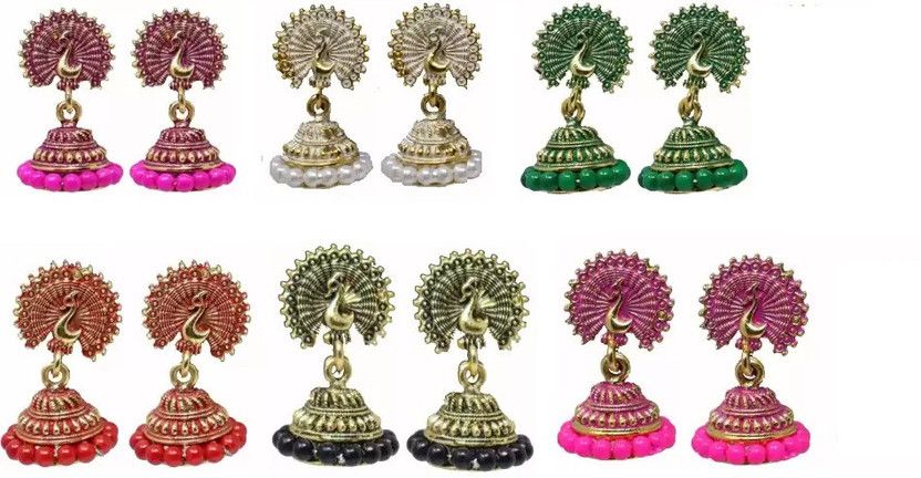 oxidised golden earrings jhumki Combo set Metal Jhumki Earring
