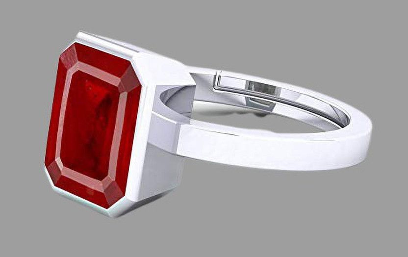 Brass Ruby Rhodium Plated Ring