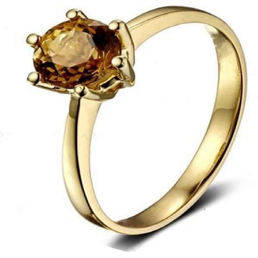 Natural Pukhraj / Yellow Sapphire Rings Stone Sapphire Copper Plated Ring