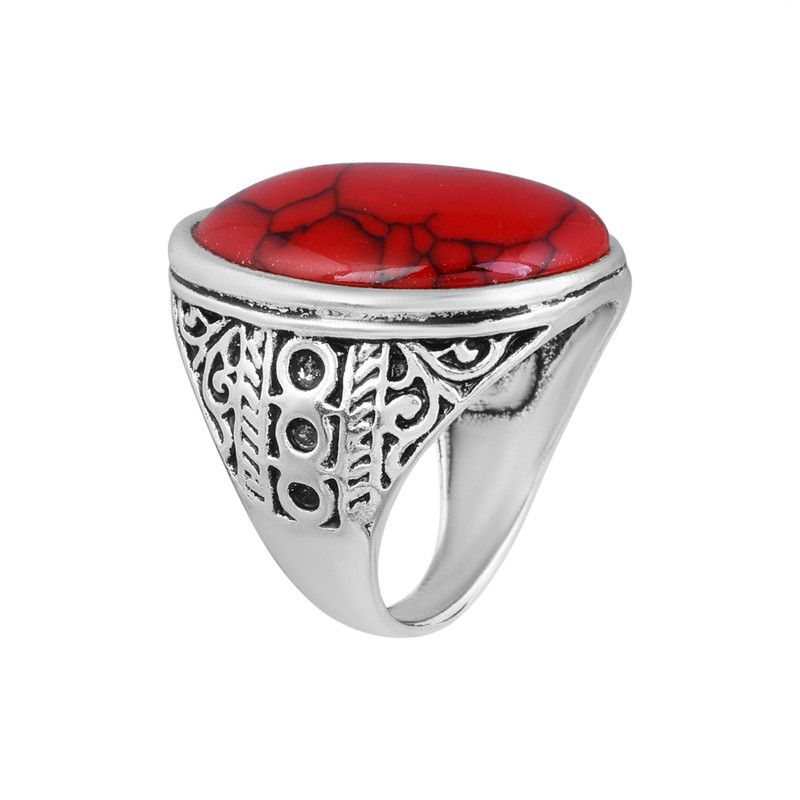 Brass Turquoise Silver Plated Ring