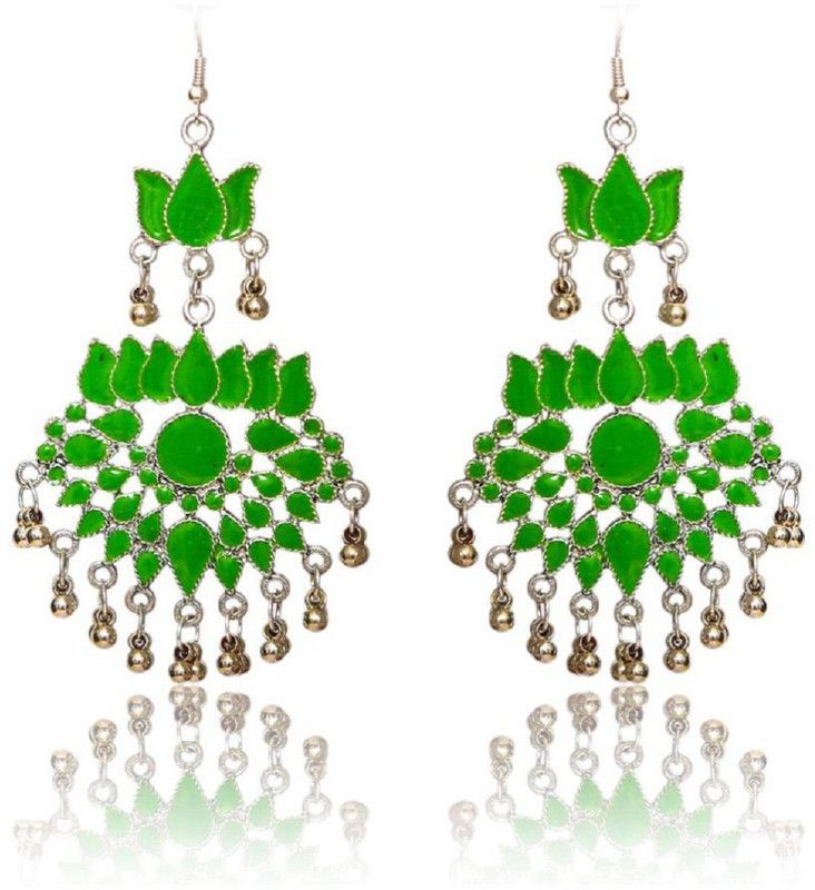 Green Afghani Earrings Metal Jhumki Earring