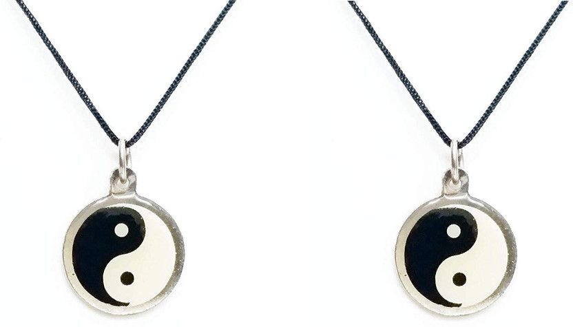 fengshui set of 2 yin yang symbol metal pendant Crystal Crystal Pendant