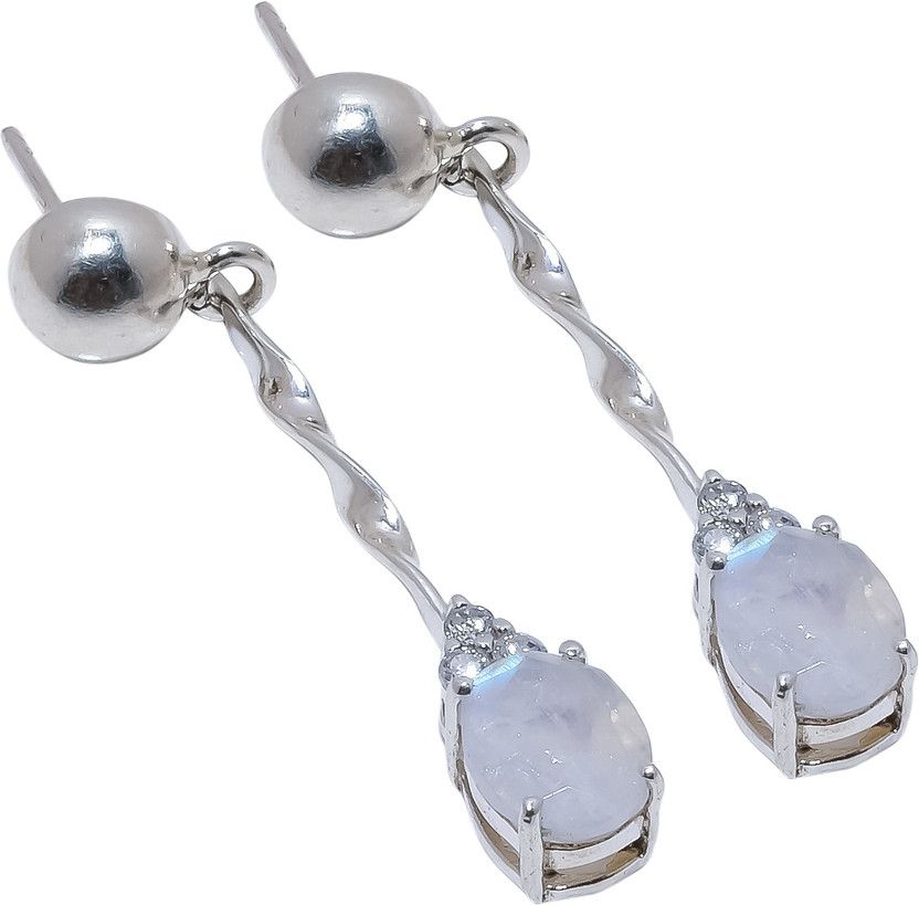 Rainbow Moonstone, White Topaz Gemstone 925 Sterling Silver EarringCE-1-4 PACK OF 40 Amethyst Sterling Silver Hoop Earring