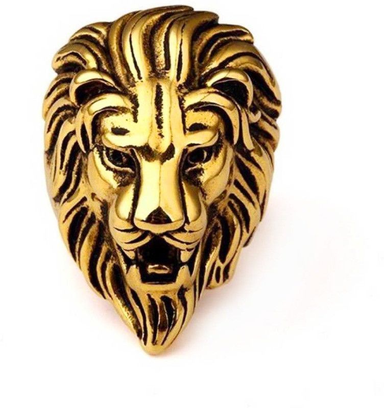 Lion Head Metal Gold Plated Ring