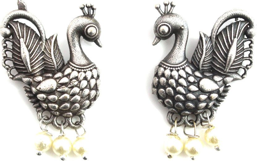 Designer Latest Peacock Style Oxi Birds Earrings Stud Pair of One For Gift/Women/Girls/New Year/Birthday Brass Stud Earring