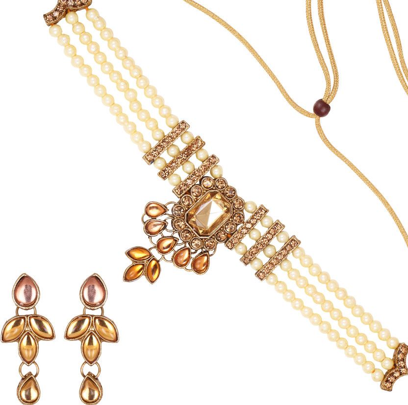 Cubic Zirconia Gold-plated Plated Crystal, Alloy Necklace Set