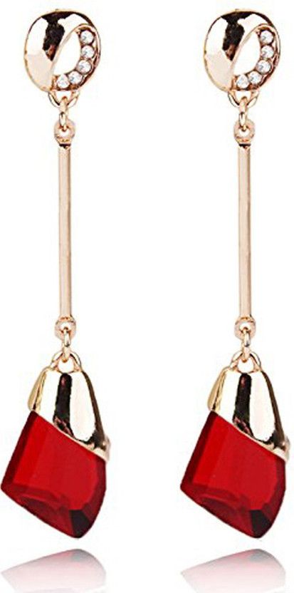 Red Copper Crystal Stylish Earrings Crystal Alloy Drops & Danglers