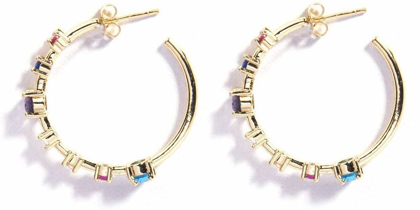 Multicilour American Diamonds Gold Tone Hoop Earring for Women Brass Hoop Earring
