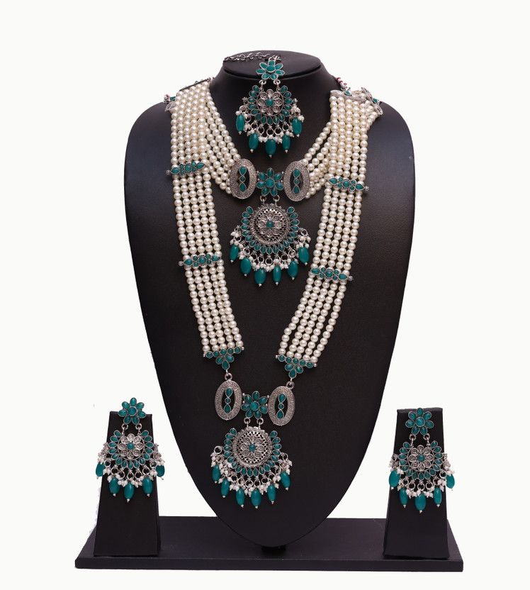 Alloy Gold-plated Green, Ruby Red Jewel Set  (Pack of 1)
